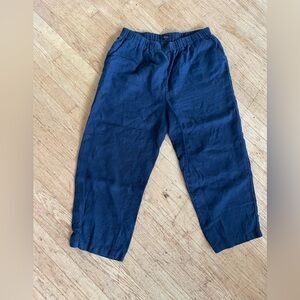 Quince 100% linen pants wide leg fit navy blue